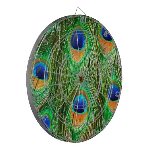 Colorful Peacock Feathers Print Dartbord (Voorkant Links)
