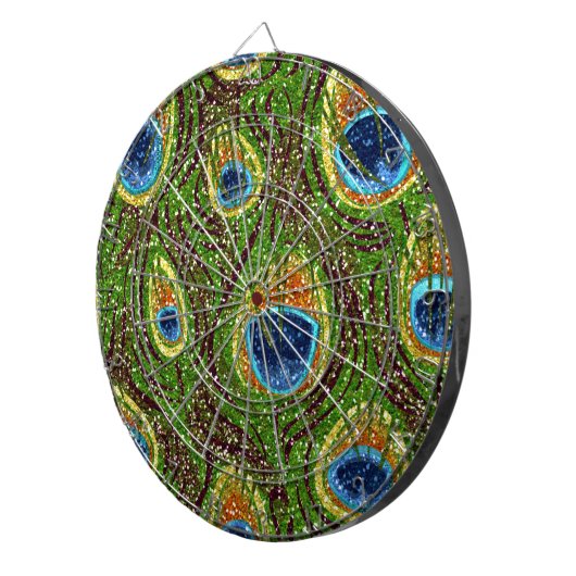 Colorful Peacock Feathers Print Dartbord (Voorkant Rechts)