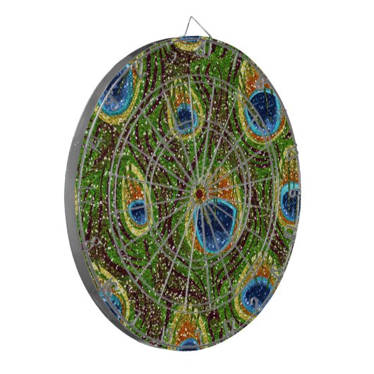 Colorful Peacock Feathers Print Dartbord (Voorkant Links)