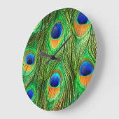 Colorful Peacock Feathers Print Grote Klok (Hoek)