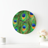 Colorful Peacock Feathers Print Grote Klok (Huis)