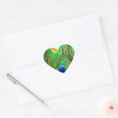 Colorful Peacock Feathers Print Hart Sticker (Envelop)