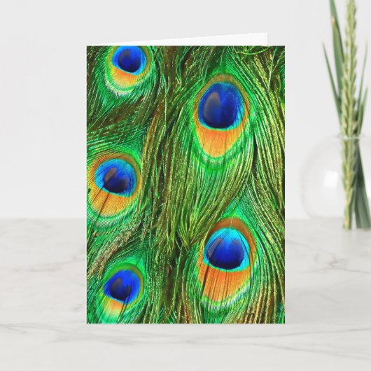 Colorful Peacock Feathers Print Kaart (Voorkant)