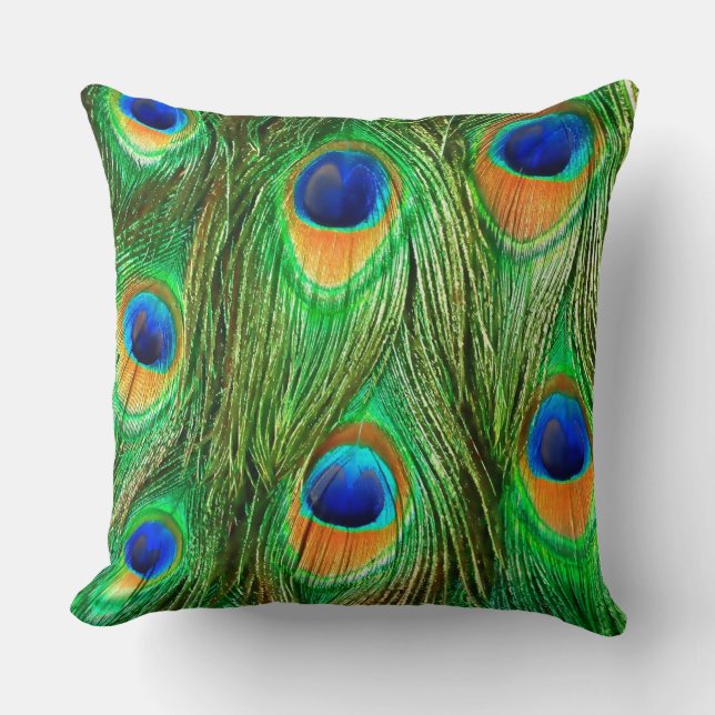 Colorful Peacock Feathers Print Kussen (Voorkant)
