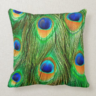 Colorful Peacock Feathers Print Kussen