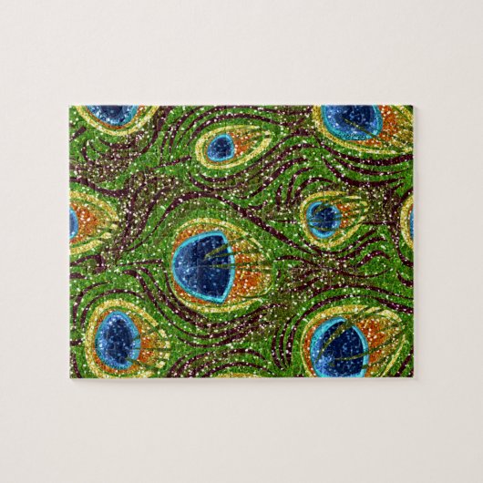 Colorful Peacock Feathers Print Legpuzzel (Horizontaal)