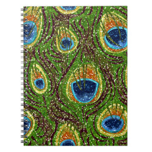 Colorful Peacock Feathers Print Notitieboek