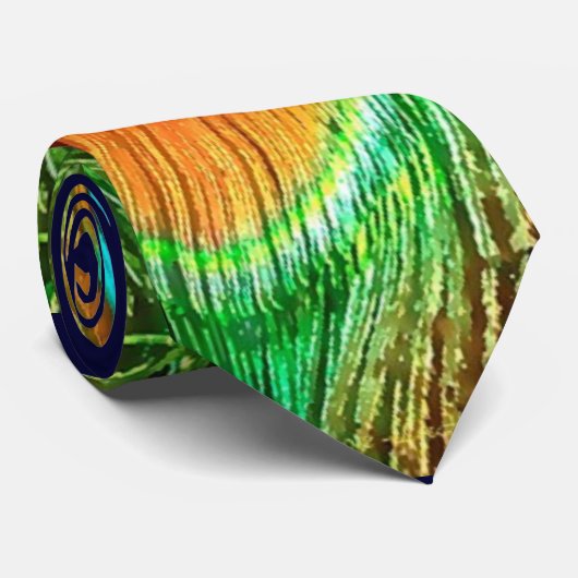 Colorful Peacock Feathers Print Stropdas (Opgerold)