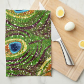 Colorful Peacock Feathers Print Theedoek (Quarter Fold)