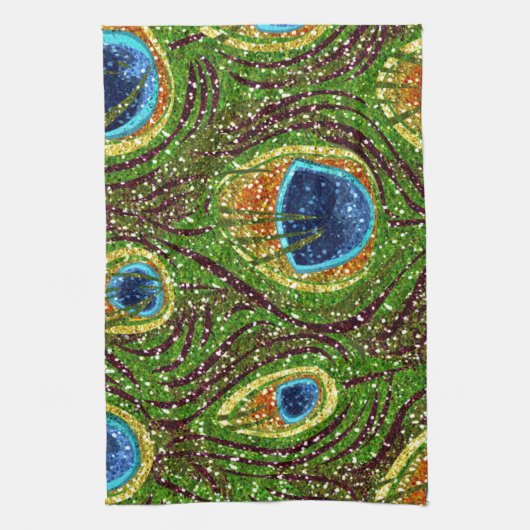 Colorful Peacock Feathers Print Theedoek (Verticaal)