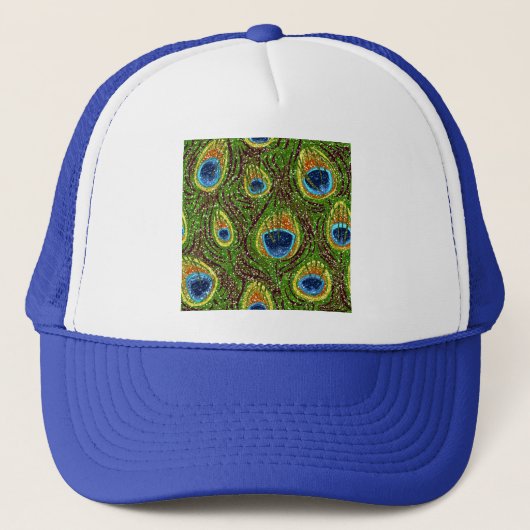 Colorful Peacock Feathers Print Trucker Pet (Voorkant)