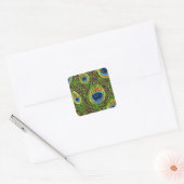 Colorful Peacock Feathers Print Vierkante Sticker (Envelop)