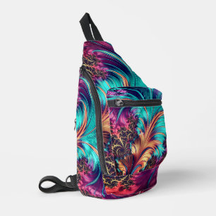 Colorful Peacock Feathers Sling Bag