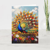 Colorful Peacock Grandma's Personalized Birthday Kaart (Voorkant)