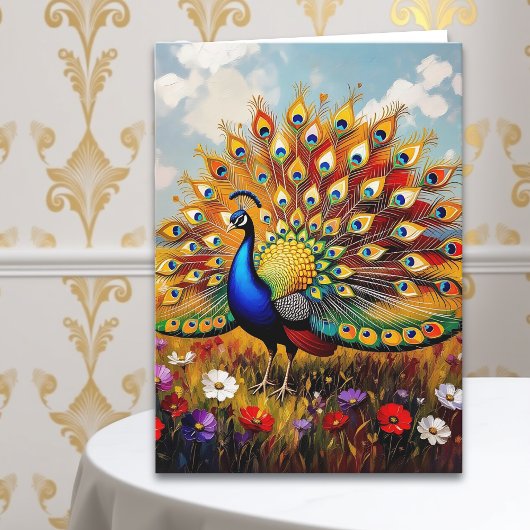 Colorful Peacock Grandma's Personalized Birthday Kaart