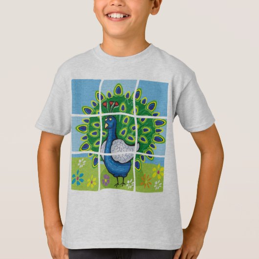 COLORFUL PEACOCK KINDER SHIRT (Voorkant)