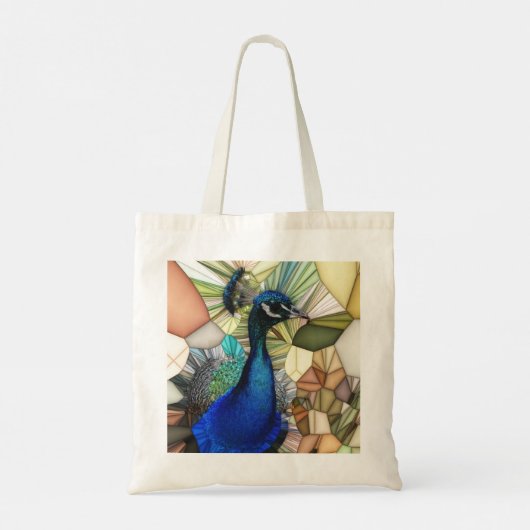 Colorful Peacock Mosaic Budget Canvas tas (Achterkant)