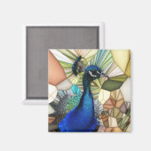 Colorful Peacock Mosaic Magneet (Voorkant / Achterkant)