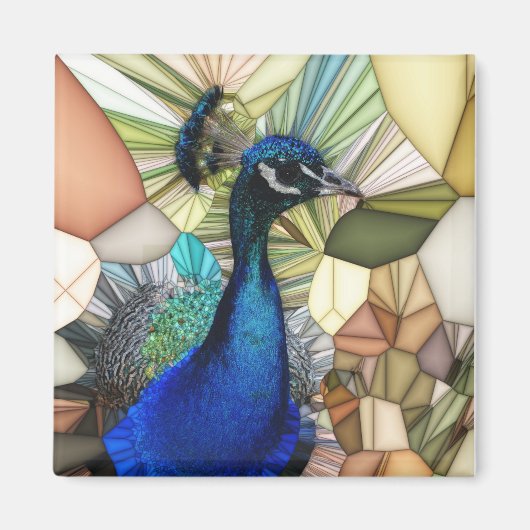 Colorful Peacock Mosaic Magneet (Voorkant)
