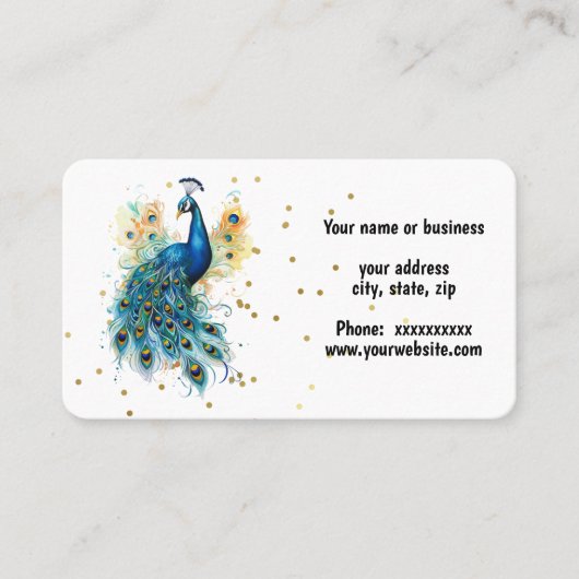 Colorful Peacock-ontwerp Visitekaartje (Voorkant)