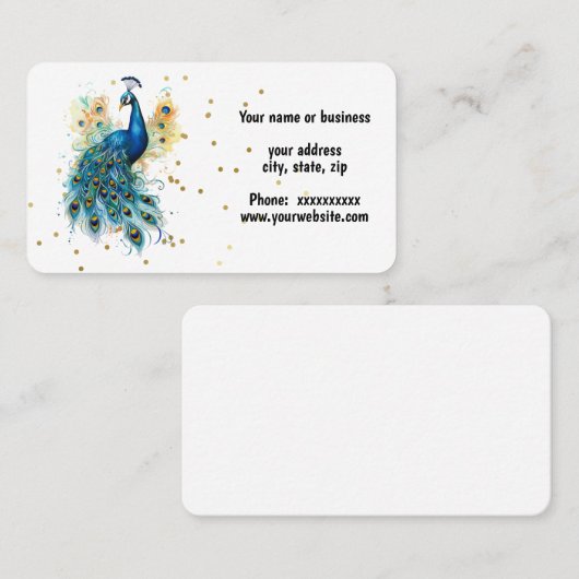 Colorful Peacock-ontwerp Visitekaartje (Voorkant / Achterkant)