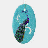 Colorful Peacock Onze eerste kerstversiering Keramisch Ornament (Rechts)