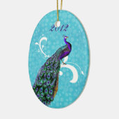 Colorful Peacock Onze eerste kerstversiering Keramisch Ornament (Links)