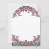 Colorful  Peacock Paisley Damask Wedding Kaart (Achterkant)