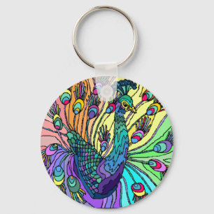 COLORFUL PEACOCK PEAFOWL KEY-CHAIN SLEUTELHANGER