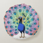 Colorful Peacock Rond Kussen (Achterkant)