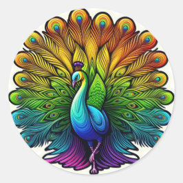 Colorful Peacock Ronde Sticker