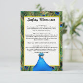 Colorful Peacock Weddenschap Safety Measures Informatiekaartje (Staand voorkant)