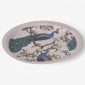 Colorful Peacocks Blush Pink Papieren Bordje (Gekanteld)