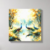 Colorful Peacocks Canvas Art (Voorkant)