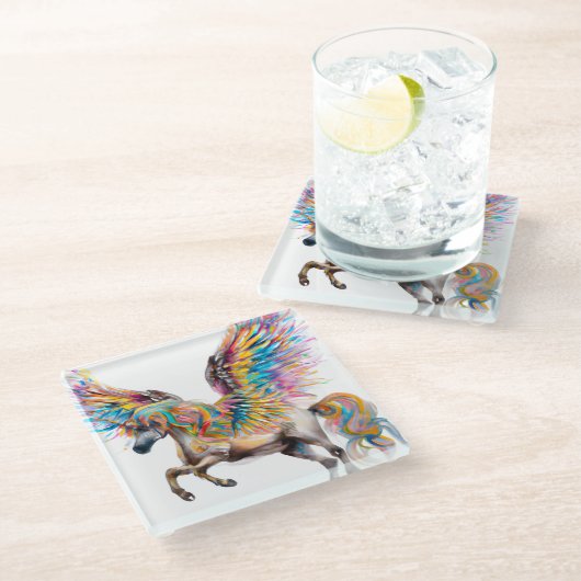 Colorful Pegasus Glazen Onderzetter (Schuin)