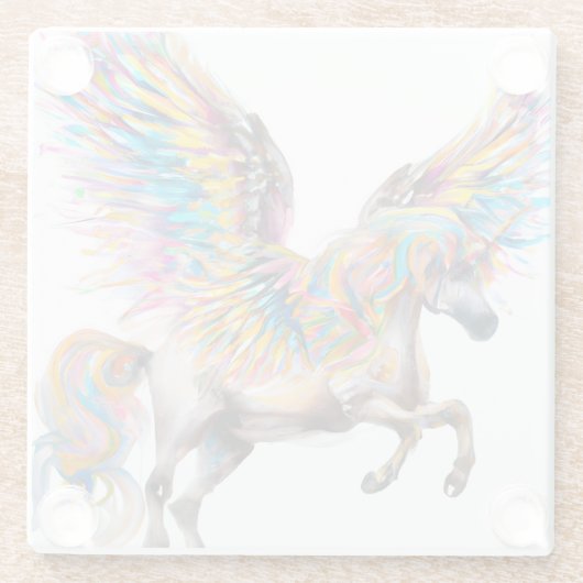 Colorful Pegasus Glazen Onderzetter (Achterkant)