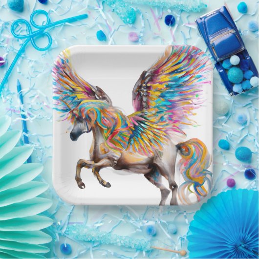 Colorful Pegasus Papieren Bordje (Feest)