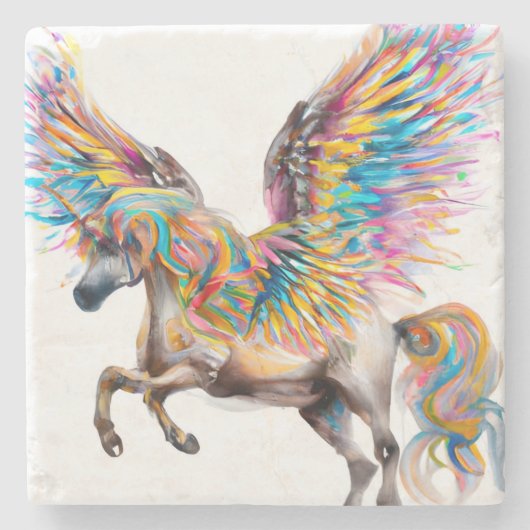 Colorful Pegasus Stenen Onderzetter (Voorkant)