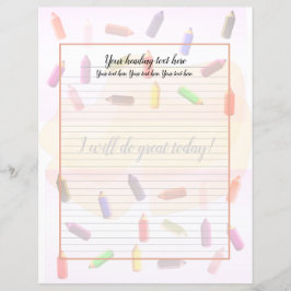 Colorful Pencils Lined Writing Paper