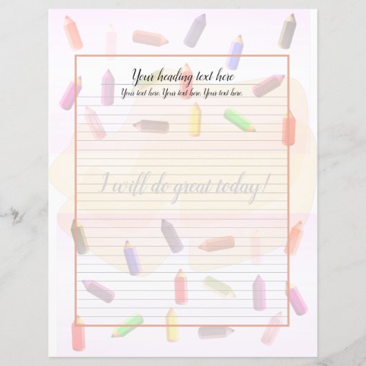 Colorful Pencils Lined Writing Paper (Voorkant)
