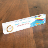 Colorful Pencils Personalized Teacher Naambordje (Zijkant)