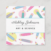 Colorful Pencils School Dingen lerarenopleiding Vierkante Visitekaartje (Voorkant)