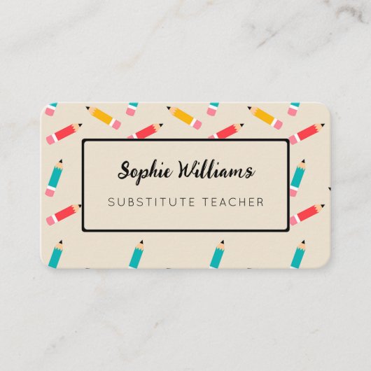 Colorful Pencils substitueren leraar Visitekaartje (Voorkant)