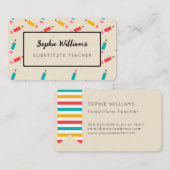 Colorful Pencils substitueren leraar Visitekaartje (Voorkant / Achterkant)
