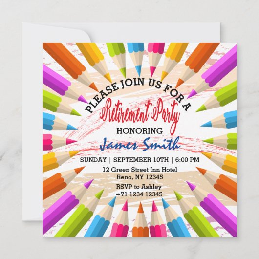 Colorful Pencils Teachers Retirement Party Kaart (Voorkant)