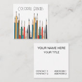 Colorful Pencils Vierkante Visitekaartje (Voorkant / Achterkant)