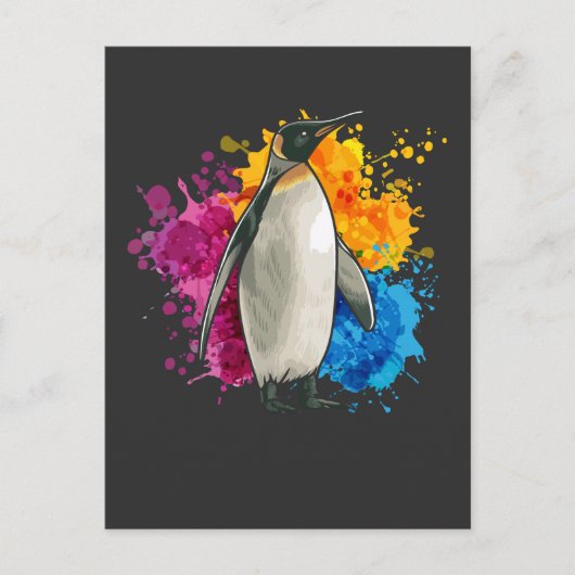 Colorful Penguin Art Snow Animal Fans Briefkaart (Voorkant)
