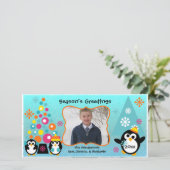 Colorful Penguins Holiday Greetings Feestdagenkaart (Staand voorkant)