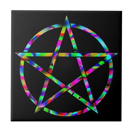 Colorful Pentagram Tegeltje (Voorkant)