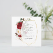 Colorful Peony Bouquet Gold Lijst Wedding Kaart (Staand voorkant)